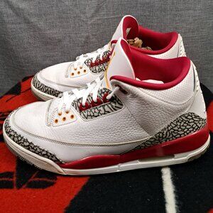 %Size 13 Nike Air Jordan 3 Retro Cardinal Red Classic Men Sneakers AJ8